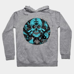 Blue Grey Skull Circle of Humanity Hoodie